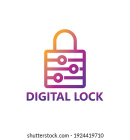 Digital lock logo template design