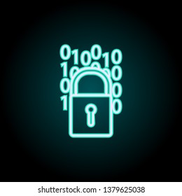 digital lock neon icon. Elements of Virus, antivirus set. Simple icon for websites, web design, mobile app, info graphics