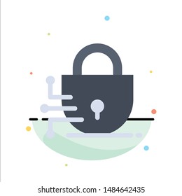 Digital, Lock, Technology Abstract Flat Color Icon Template. Vector Icon Template background
