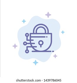 Digital, Lock, Technology Blue Icon on Abstract Cloud Background