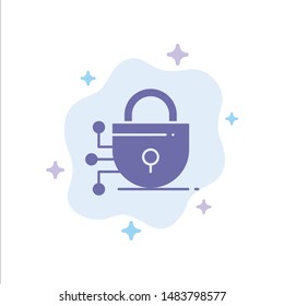 Digital, Lock, Technology Blue Icon on Abstract Cloud Background