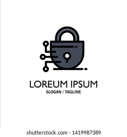Digital, Lock, Technology Business Logo Template. Flat Color