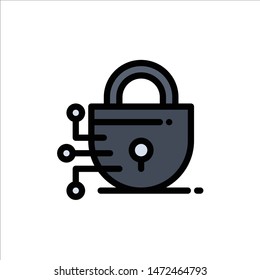 Digital, Lock, Technology  Flat Color Icon. Vector icon banner Template