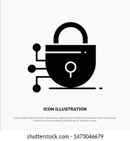 Digital, Lock, Technology solid Glyph Icon vector