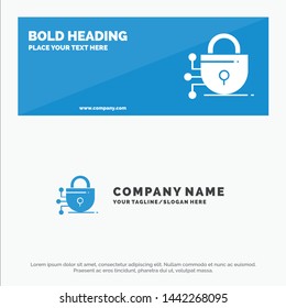Digital, Lock, Technology SOlid Icon Website Banner and Business Logo Template