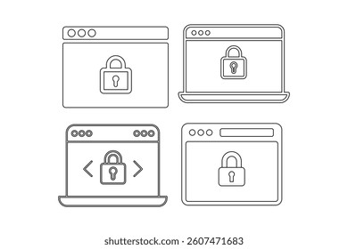 Digital Lock Vector Icon Collections, cybersecurity padlock icon, secure server lock symbol, padlock on web icon, secure website vector icon
