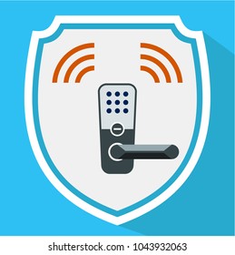 Digital Lock WiFi Security vector illustration