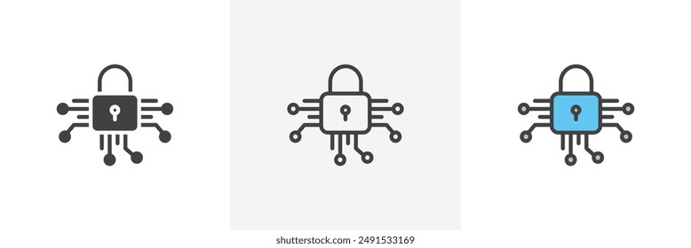Digital Locked colored icon set