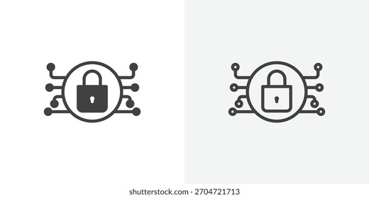 Icono digital bloqueado. colección de línea de trazo editable y estilos planos sólidos.