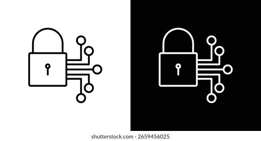 Ícone Digital bloqueado para design de conceito e gráfico. Coleção de ícones de vetor de estilo preto de alta qualidade
