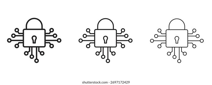 Digital Locked Symbol linear Stil Zeichen für mobiles Konzept und Web-Design.