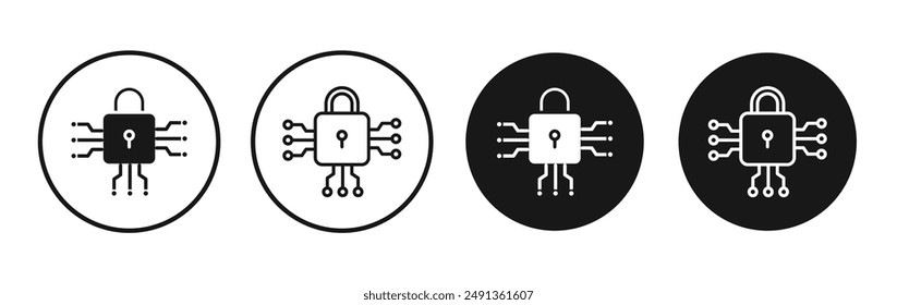 Digital Locked icon set on white background