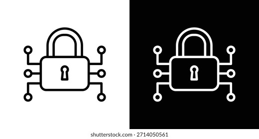 Digital Locked Symbol in dünnen Strich und flachen Stil.