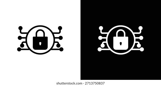 Icono de Digital Locked. Ilustración vectorial. Silueta en color negro