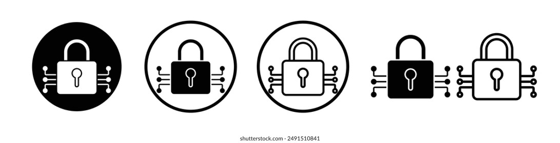Digital Locked line icon collection