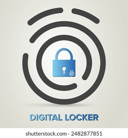 Digital Locker, Fingerprint padlock. Lock icon vector illustration