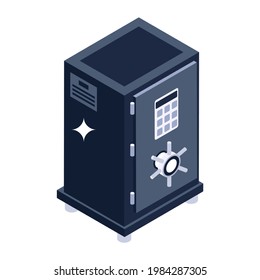 Digital Locker Icon Design, Financial Vault In Editable Style 