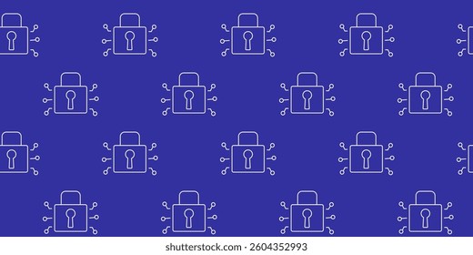 Digital locks pattern on a blue background representing security and technology in design