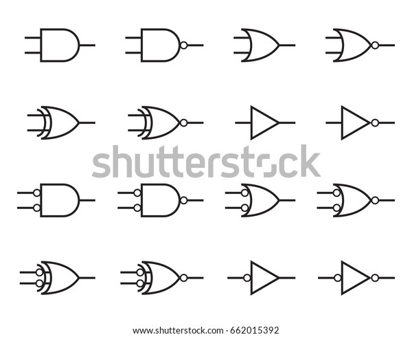 Digital Logic Gate Symbols Black Isolated Stock Vector (Royalty Free ...