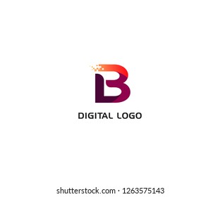 Digital logo icon. Letter B vector element