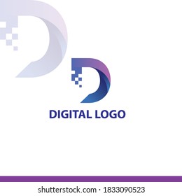 Digital Logo icon. Letter D Logo vector element