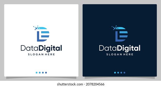 Digital logo icon. Letter D, E, DE, vector element. Design template logo. Premium Vector