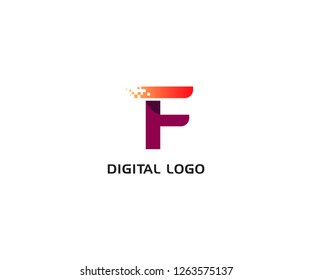 Digital logo icon. Letter F vector element