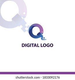 Icono de logotipo digital. Elemento vector del logotipo de carta Q