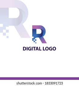 Digital Logo icon. Letter R Logo vector element