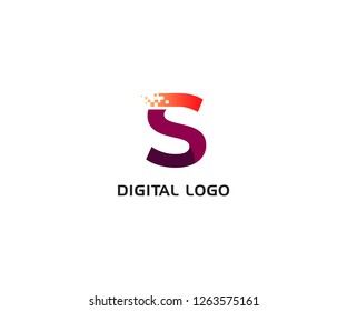 Digital logo icon. Letter S vector element