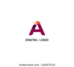 Digital logo icon. Letter A vector element