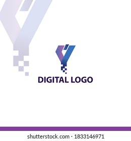 Icono de logotipo digital. Elemento vector del logotipo de letra Y