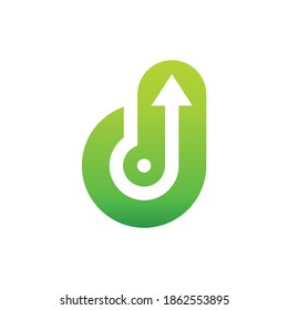digital logo letter d with arrow growth concept