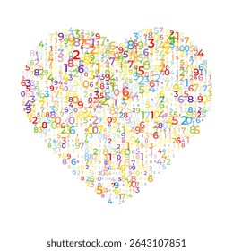 Conceito de amor digital, muitos números dígitos em forma de coração Padrão, cardiologia saúde cartaz tampa