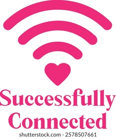 Digital Love Connection - Pink Wi-Fi Heart Symbolizing Modern Relationships and Technology