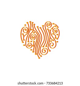 Digital love, dating web resource. Heart from linear wires, innovation technology