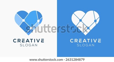 Digital love down logo. Heart and technology elements logo design