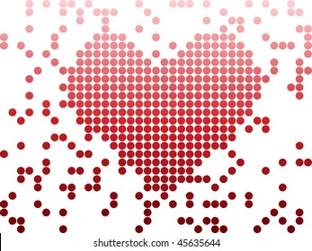 Digital Love Valentine's day heart with dots. Editable Vector Image