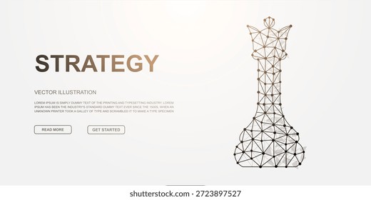 Reina de ajedrez de baja poli digital que brilla en estilo de estructura de alambre futurista, símbolo de poder, lógica y estrategia definitiva en el ajedrez