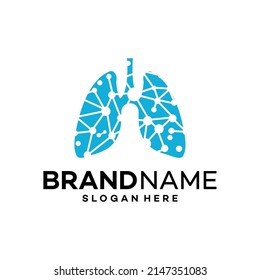 digital Lungs Icon Logo Design Template Illustration Vector