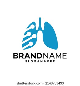 digital Lungs Icon Logo Design Template Illustration Vector