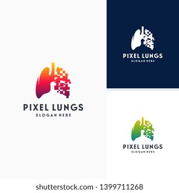 Digital Lungs, Pixel Lungs logo designs concept, design concept, logo, logotype element for template