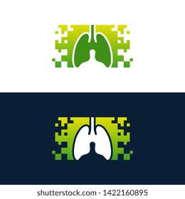 Digital Lungs, Pixel Lungs logo designs concept, design concept, logo, logotype element for template