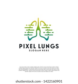 Lunes digitales, diseños de logotipos de Pixel Lungs, concepto de diseño, logotipo, elemento de logotipo para la plantilla