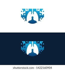 Digital Lungs, Pixel Lungs logo designs concept, design concept, logo, logotype element for template