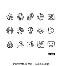 Digital Machine line Icon set. Digital Machine Icon or logo isolated sign symbol vector illustration