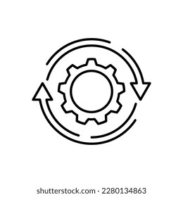 Digital machine line logo template illustration. there are gear with circle arrow