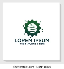 digital machine logo template vector, technology logo inspiration