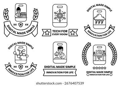 Digital made simple is the concept of the image. The image is a collection of different symbols and designs that represent the idea of digital innovation for life