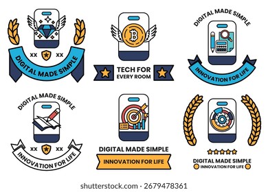 Digital einfach gemacht ist das Konzept dieser Abzeichen. Sie sind dazu gedacht, Innovation fürs Leben zu repräsentieren. Die Plaketten sind einfach und leicht verständlich gestaltet